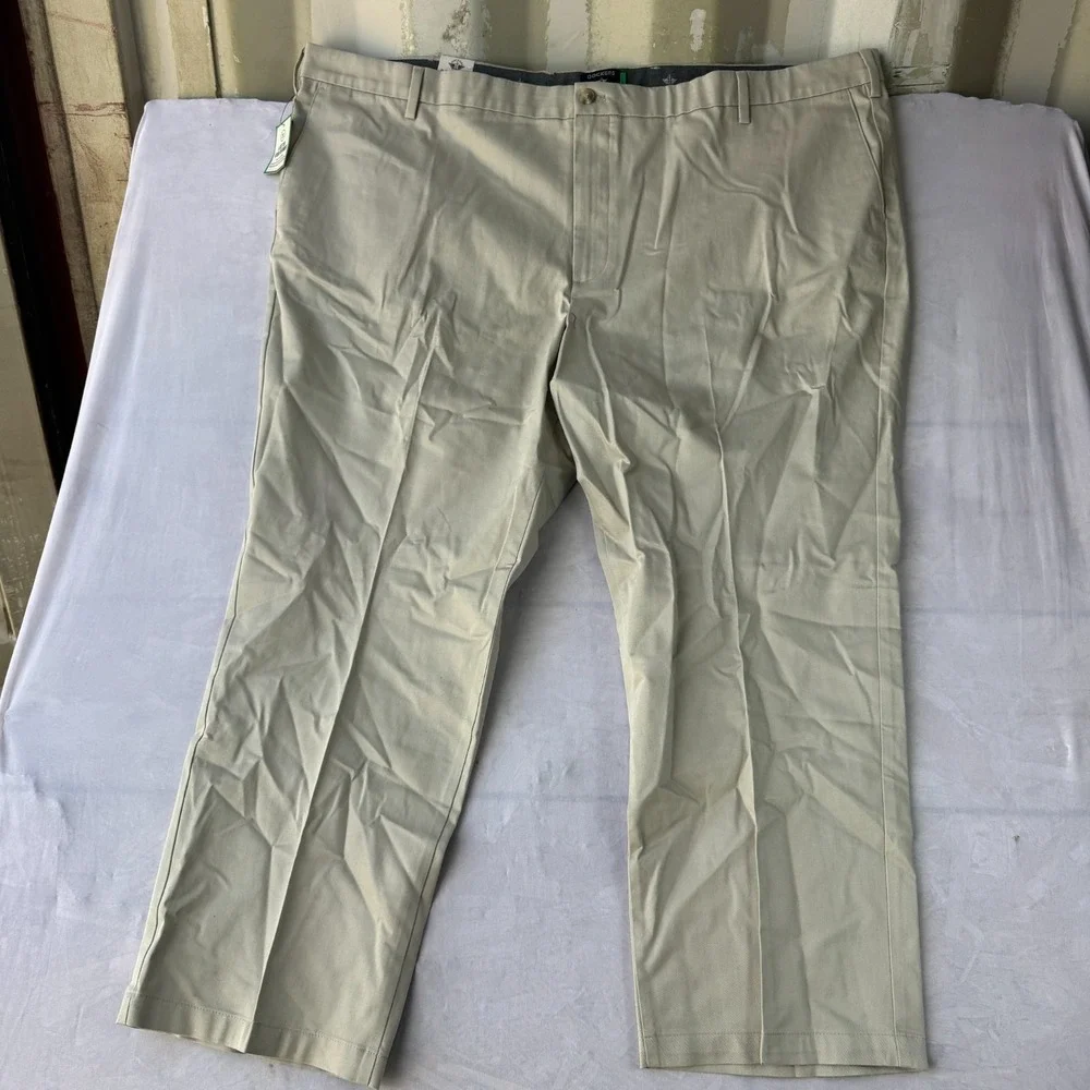 Dockers Signature Iron Free Khaki Pants Mens 52x30 Gray Flex Comfort Classic Fit